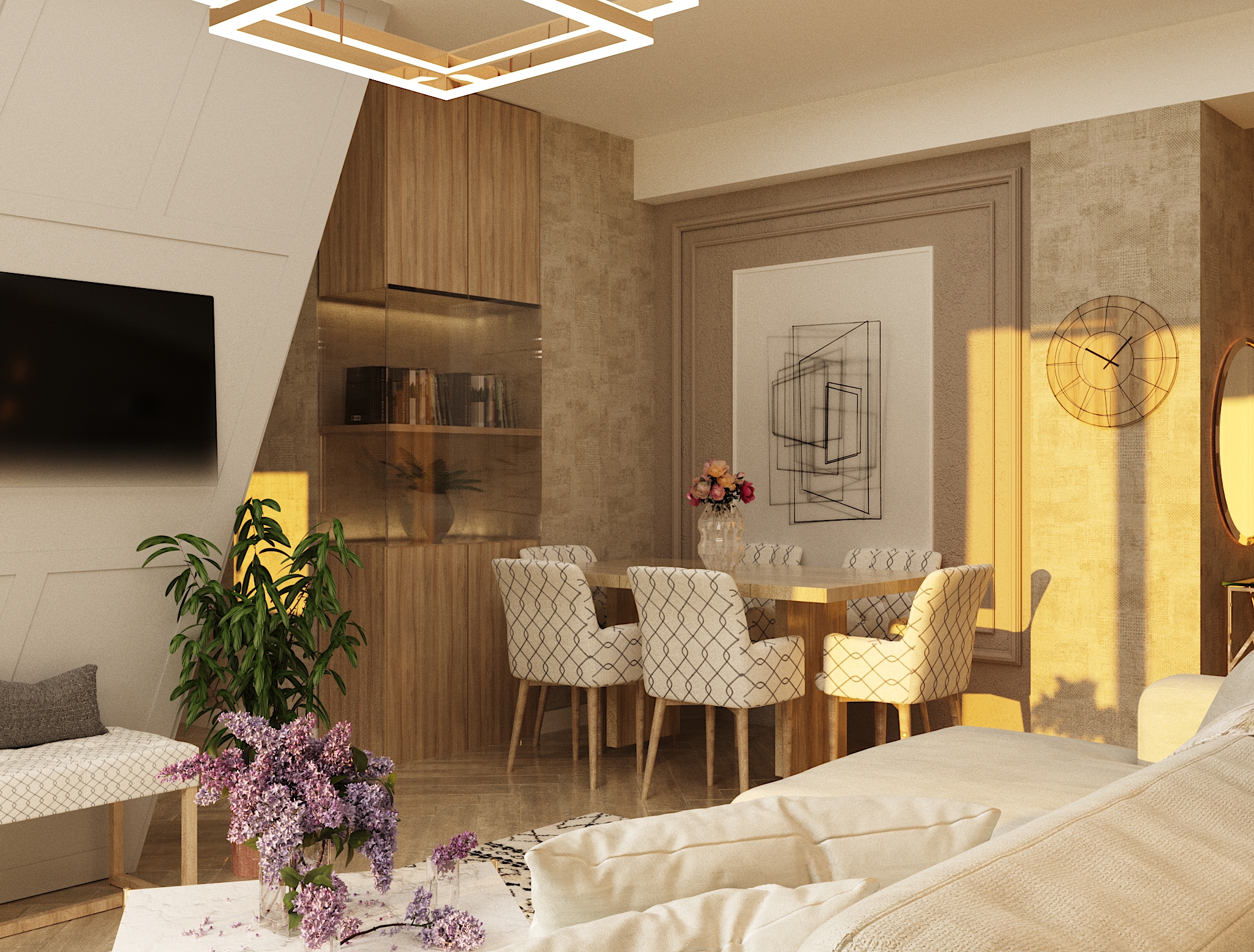 saxlis interieris dizaini piramidashi