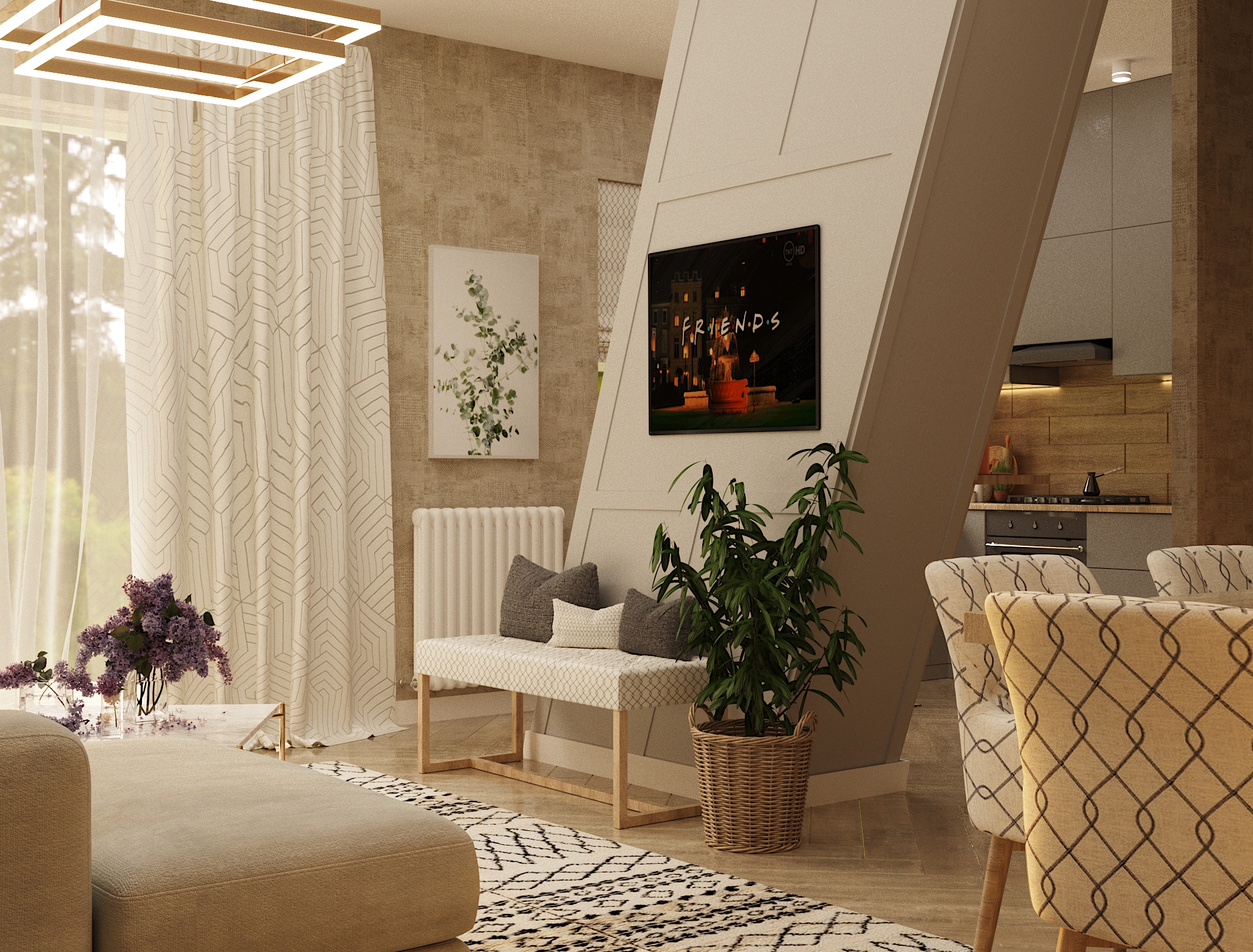 saxlis interieris dizaini piramidashi