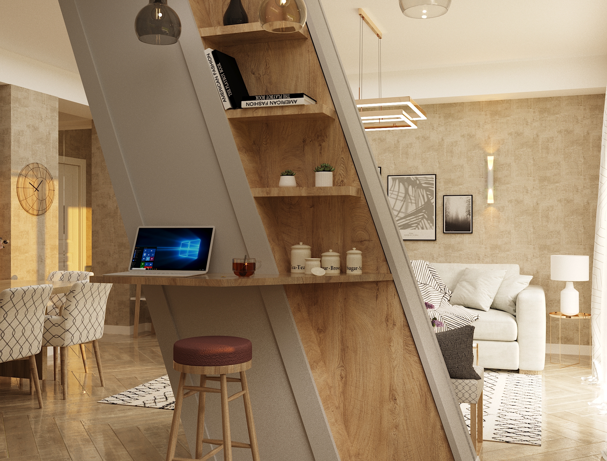 saxlis interieris dizaini piramidashi