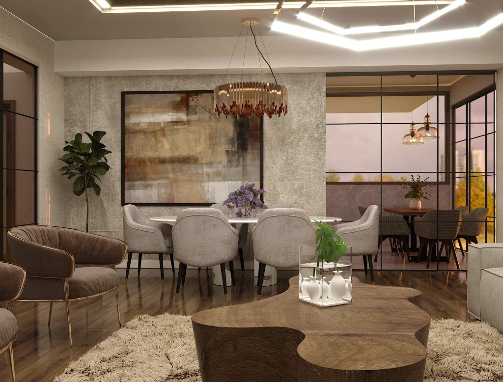 კერძო სახლი დიღომში ინტერიერის დიზაინი