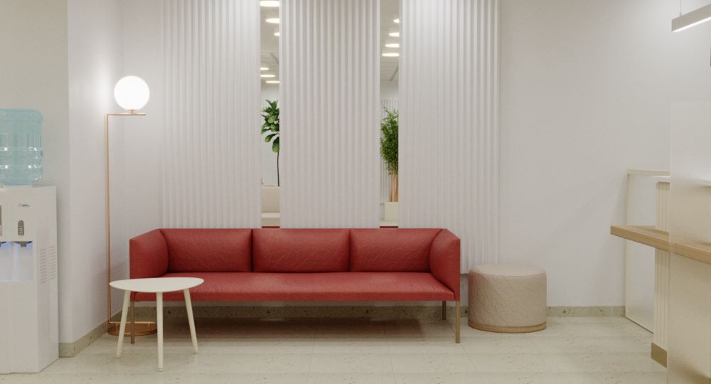 aversis klinikis misaghebis interieris dizaini