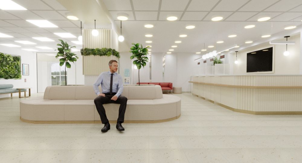 aversis klinikis misaghebis interieris dizaini