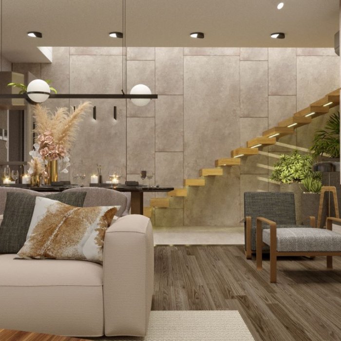 კერძო სახლის ინტერიერის დიზაინი – ნაფეტვრები