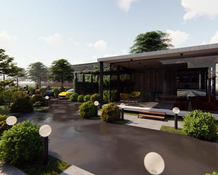 ავტომობილების შოურუმი – არქიტექტურული პროექტი